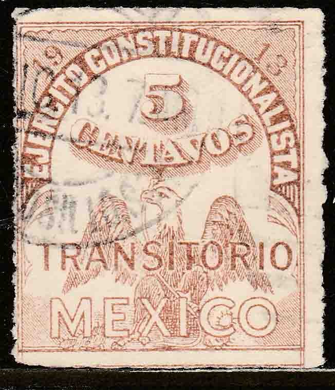 MEXICO 349, 5¢ EJERCITO REVOLUTIONARY ISSUE WITHOUT CUPON. USED. F-VF. (691)