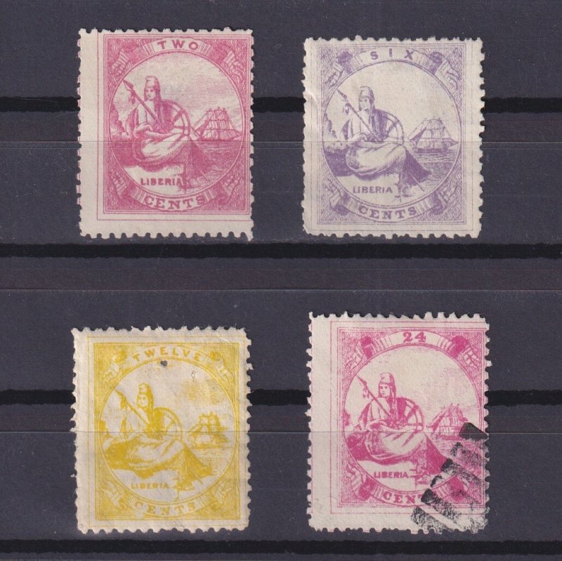 LIBERIA 1880, Sc 17-20, CV $20, part set, No gum/Used