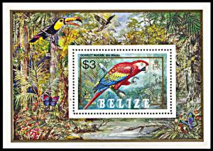 Belize 740, MNH, Scarlet Macaw souvenir sheet