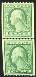 MOMEN: US STAMPS #486 1c LINE PAIR MINT OG NH LOT #74985-1*