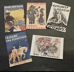 GERMAN ESTONIA ELITE LEGION PROPAGANDA MILITARY Postcard lot x 5 WW2 WWII