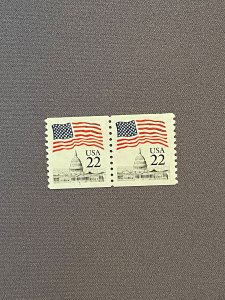 2115, Flag over Capital, Mint Coil Pair, CV $2.25