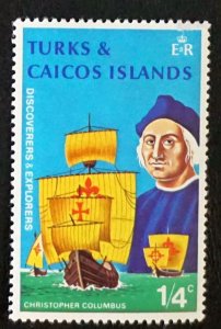 TURKS & CAICOS  Sc# 253  CHRISTOPHER COLUMBUS  1972 MH