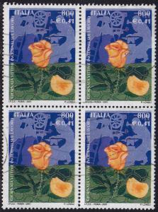 Italy - 2001 - Scott #2407 - used block of 4 - Workplace Injury Memorial Day
