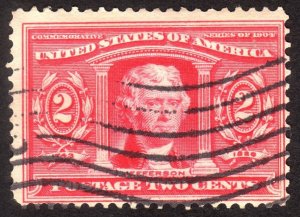 1904, US 2c, Thomas Jefferson, Used, Sc 324