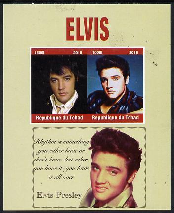 Chad 2015 Elvis Presley imperf sheetlet containing 2 valu...