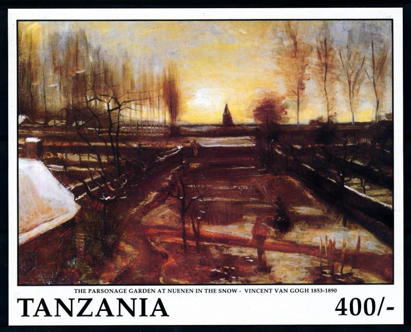 [76637] Tanzania 1991 Painting Van Gogh Parsonage Garden in Snow Sheet MNH