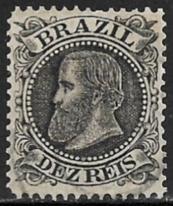 BRAZIL 1882-84 10r Black Emperor Dom Pedro Issue Sc 82 VFU