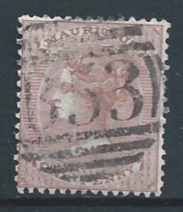 Mauritius #32b Used 1p Quenn Victoria - Wmk. 1 - Brown