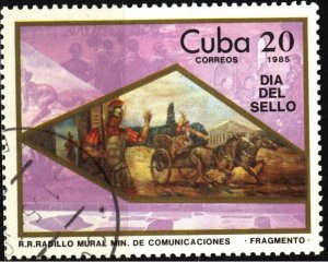 CUBA Sc# 2787 STAMP DAY philately collecting mail 20c   1985 used cto