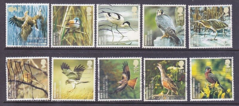 Great Britain 2498-2507 Used 2007 Endangered Birds Full set of 10