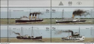 Steamer Boats ships beautiful complete set of 4 MNH Argentina 2006