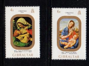 Gibraltar Sc  314-5 1974 Christmas stamp set mint NH