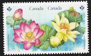 Canada #3091i MNH die cut pair, flowers, Lotus blossom, issued 2018