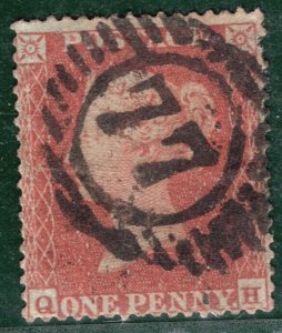 GB QV PENNY RED SG.17 1d Super SUBURBAN *77* NUMERAL East Dulwich London LRED63