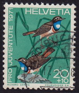 Switzerland - 1971 - Scott #B403 - used - Bird White-spotted Bluethroat