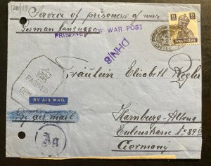 1940s Dehra Dun India POW Prisoner Of War Camp Cover to Heidenheim Germany