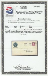 US Sc 483 Schermack type III Coil on cover, EKU, Cert.