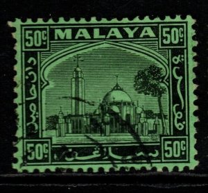 MALAYA SELANGOR SG82 1936 50c BLACK/EMERALD FINE USED