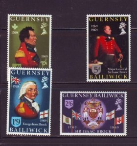 Guernsey Sc 24-27 1969 Sir Isaac Brock stamp set mint NH