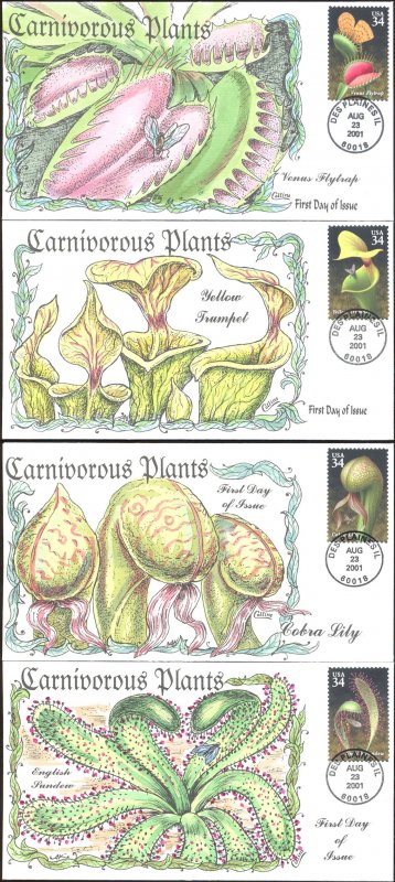 #3528-31 Carnivorous Plants Collins FDC Set