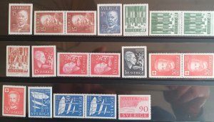 Sweden 1959 year set cpl including all pairs. MNH