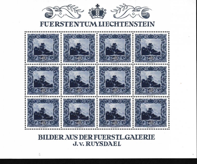 Liechtenstein 1951 Scott B19-B21 ART/Paintings Sheets of 12 Stamps. Stamps XF/NH