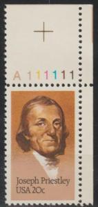 #2038, PL# Single. Joseph Priestly MNH, '.20'