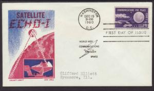 US 1173 ECHO I Cachet Craft Typed FDC