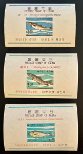 South Korea 496a-498a / 1966 Fish Souvenir Sheets / MNH