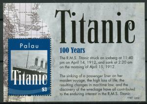 Titanic Stamps Palau 2012 MNH Ships Nautical 100th Anniv 1v S/S