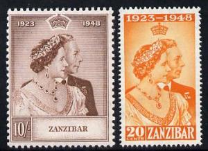 Zanzibar 1949 KG6 Royal Silver Wedding perf set of 2 unmo...
