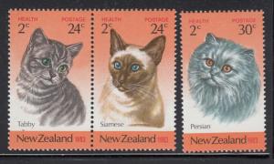 New Zealand 1983 MNH Scott #B115-#B117 Cats Tabby, siamese, persian Health St...