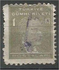 TURKEY, 1950, used 1k, Kemal Ataturk, Scott 1018