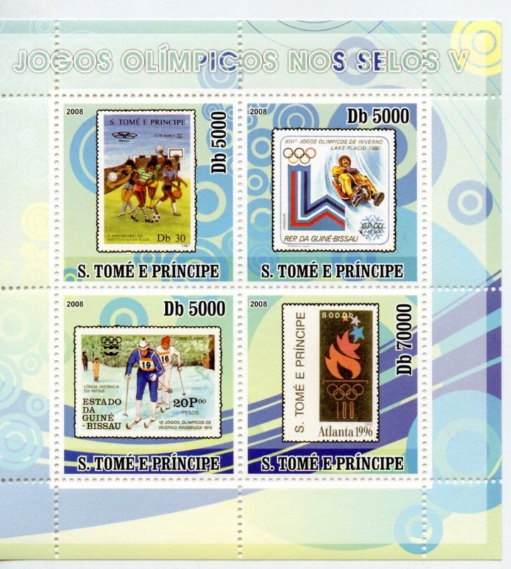 CLOSE OUT SAO TOME 2008 OLYMPICS SPORTS STAMP ON STAMP SHEET MINT NH