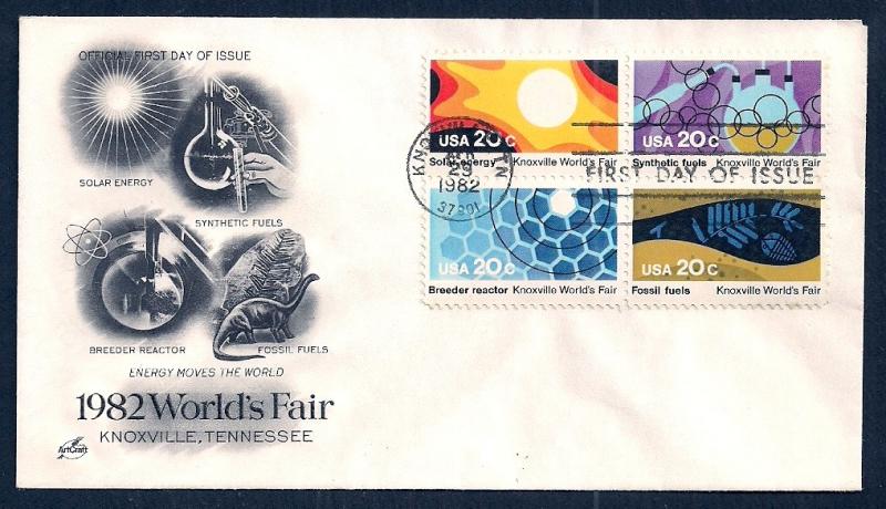 UNITED STATES FDC 20¢ Knoxville World Fair BLK 1982 ArtCraft