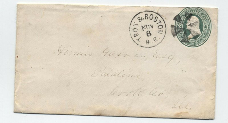 1872 Troy & Boston RR cover with political letter [S.490] 