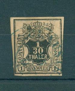 Germany-State Hanover sc# 3 (2) used cat value $50.00