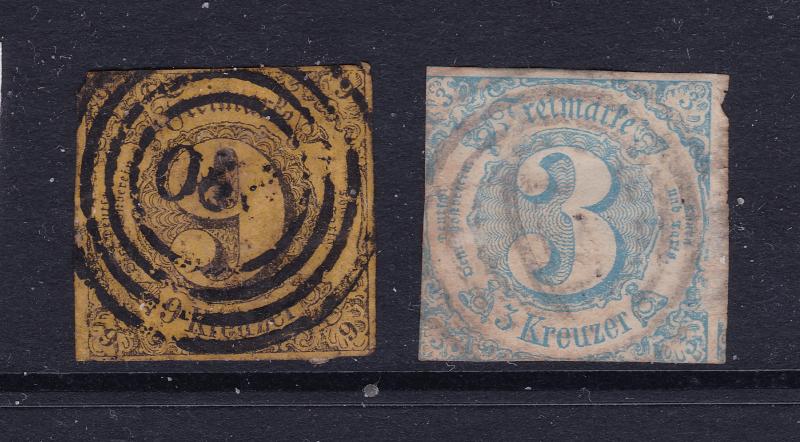 Thurn & Taxis (Germany) x 2 used imperf earlies