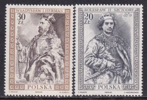 Poland 1989 Sc 2932, 2933 Boleslaw II Szczodry Wladyslaw I Herman Stamp MNH