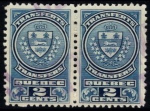 1913 Canada Revenue Scott #- QST10 2 Cents Stock Transfer Tax Stamps Pair