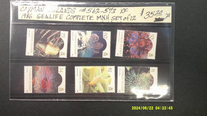 Cayman Islands 1986 Sealife Definitive Issue Scott# 562-573 complete MNH XF (12)