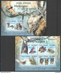 2013 S. Tome & Principe Animals Fauna Bats Kb+Bl ** Stamps St1732