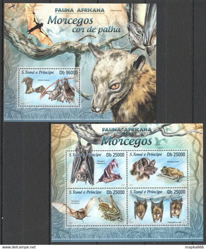 2013 S. Tome & Principe Animals Fauna Bats Kb+Bl ** Stamps St1732