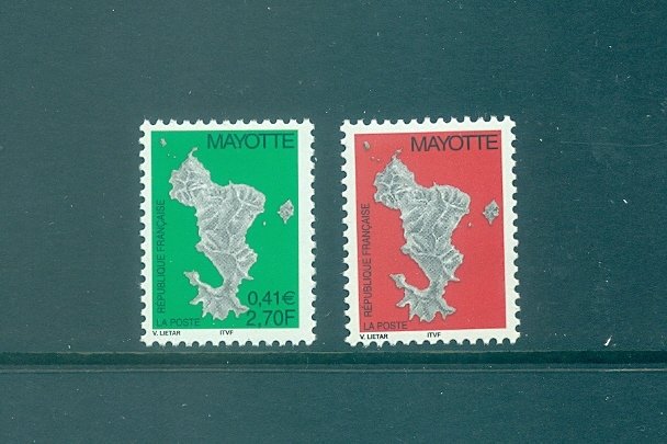 Mayotte - Sc# 144-5. 2001 Map of Mayotte. MNH $3.80.