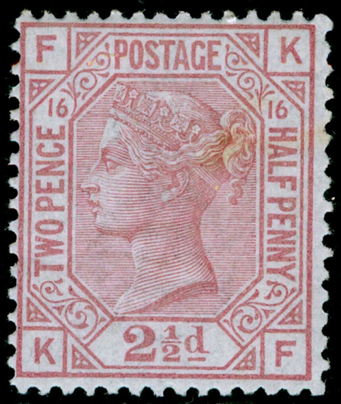 SG141, 2½d rosy mauve plate 16, LH MINT. Cat £525. KF