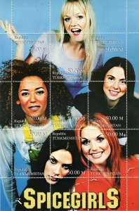 Turkmenistan 1999 SPICE GIRLS Pop Music Sheetlet Composite (9) MNH
