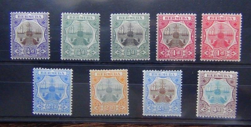 Bermuda 1906 - 1910 set to 4d Fine Mint SG34 - SG42