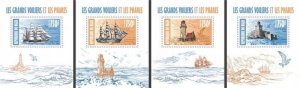Niger - 2013 - Ships and Lighthouses -4 Stamp Souvenir Sheets 14A-247