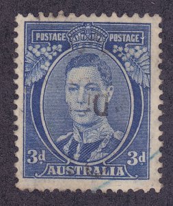 Australia 170 Used 1938 3p Ultramarine KG VII Perf 13½14 Issue XF Scv $24.00